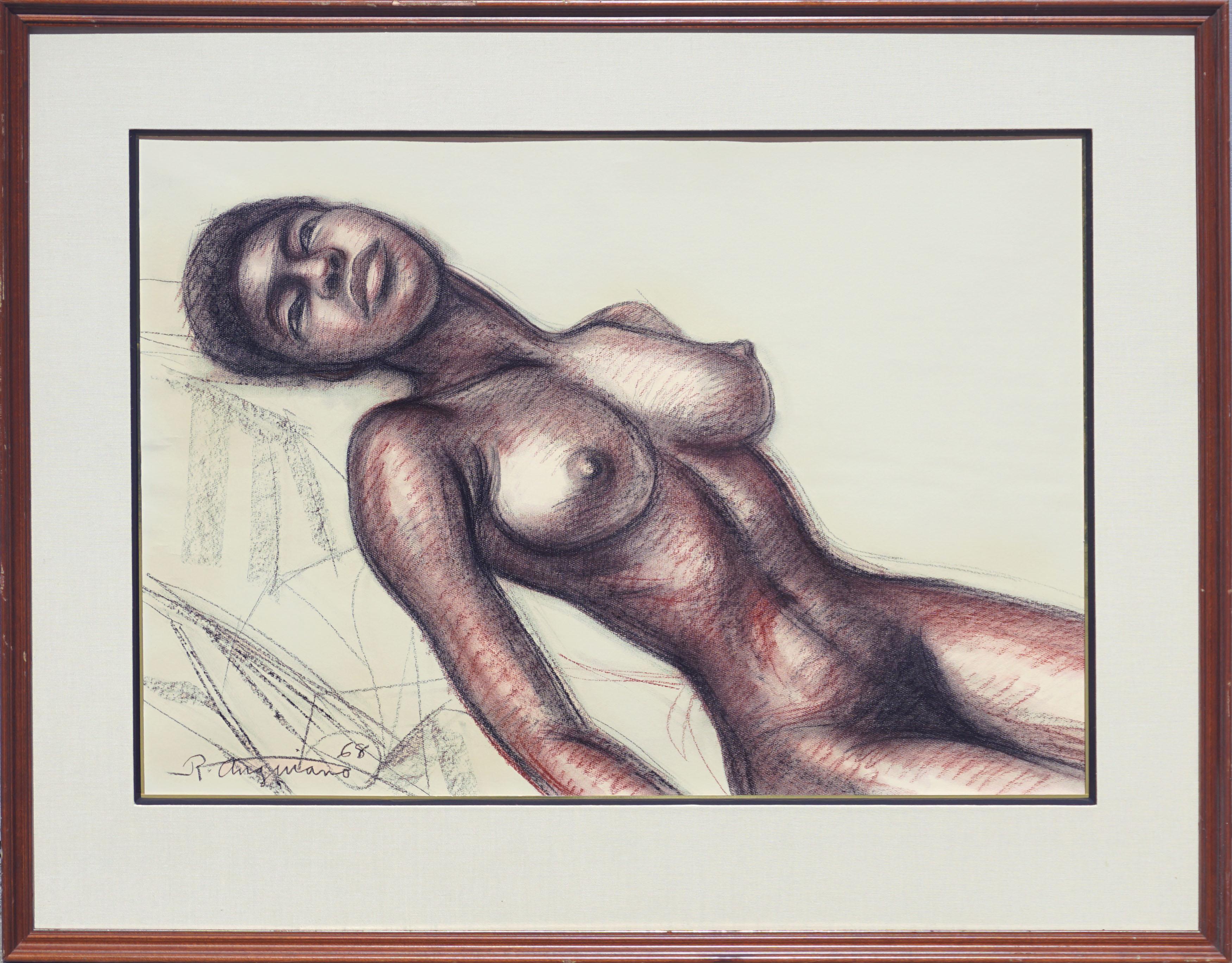 Raul Anguiano Figurative Art - Mid Century Nude Figure Study of a Black Woman