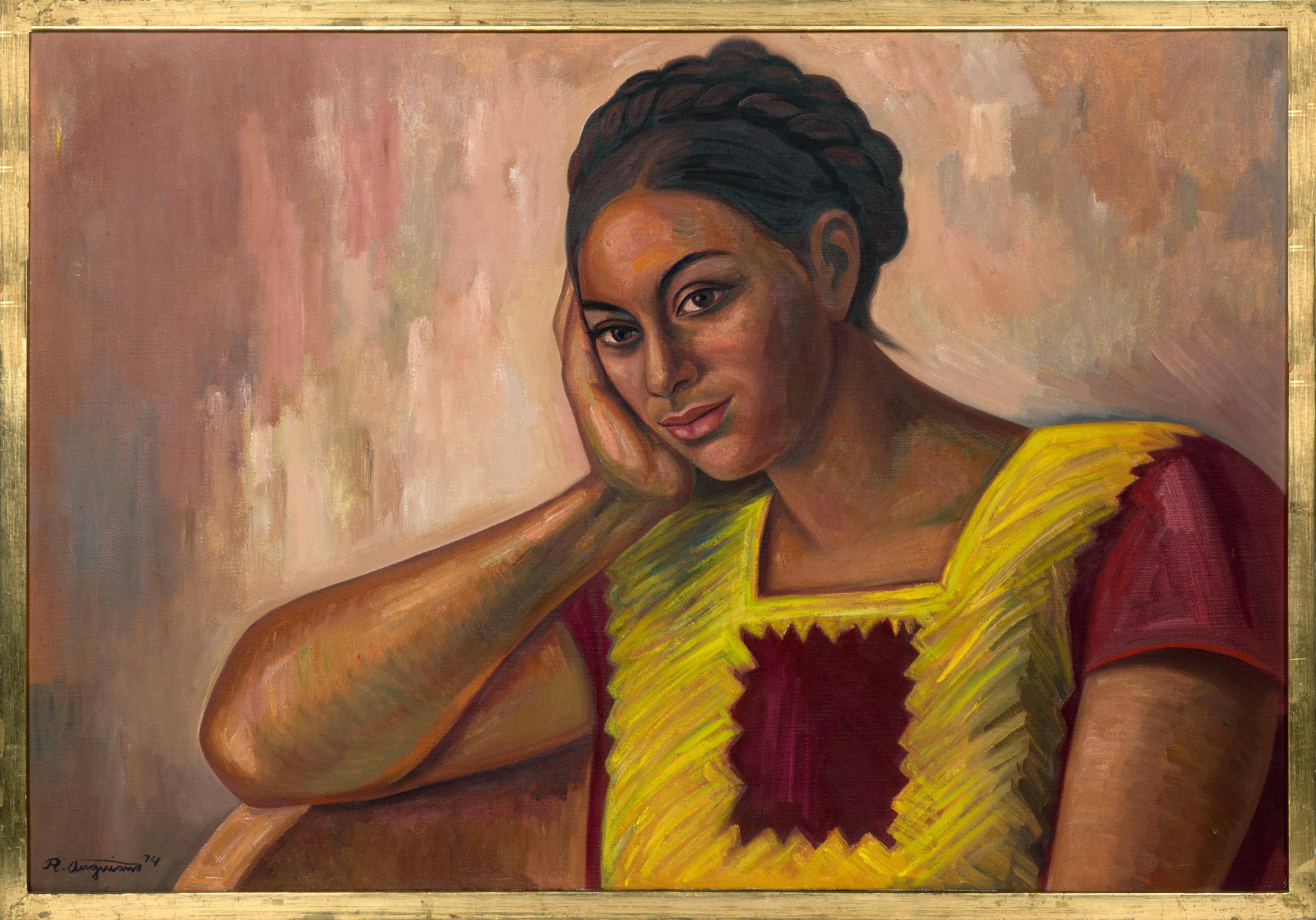 Portrait Painting Raul Anguiano - Femme de Juchitan