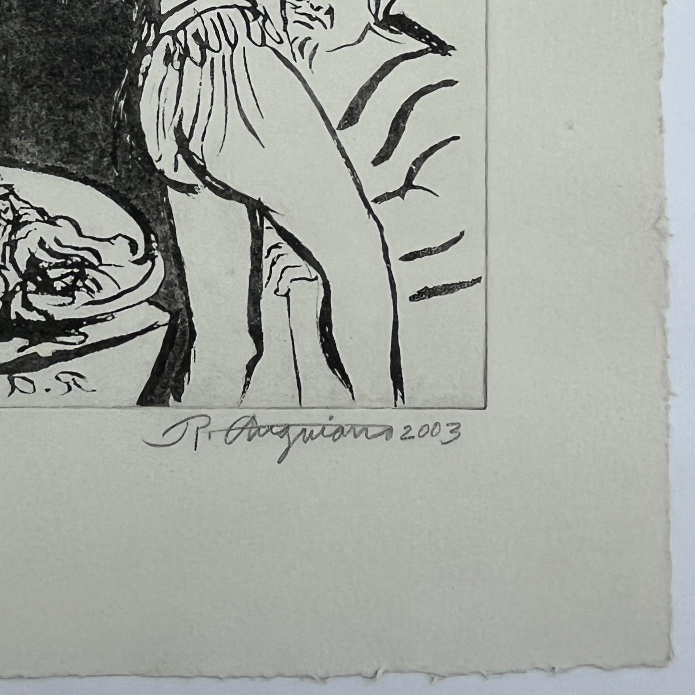 Stampa d'arte originale firmata in edizione limitata messicana all'acquatinta 19x15 pollici 1