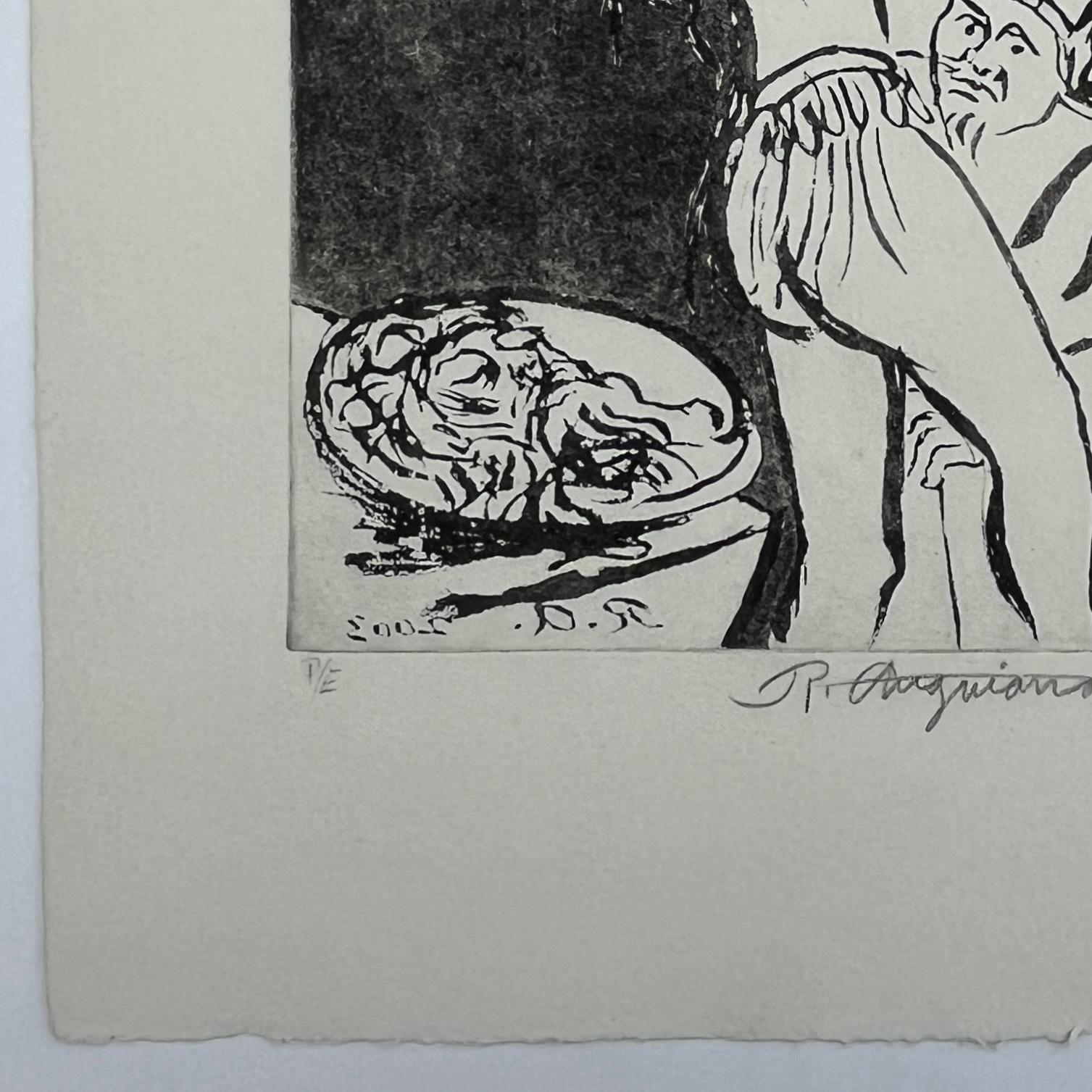 Stampa d'arte originale firmata in edizione limitata messicana all'acquatinta 19x15 pollici 2