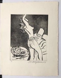 Mexikanischer signierter Original-Kunstdruck in limitierter Auflage Aquatinta 19x15 in