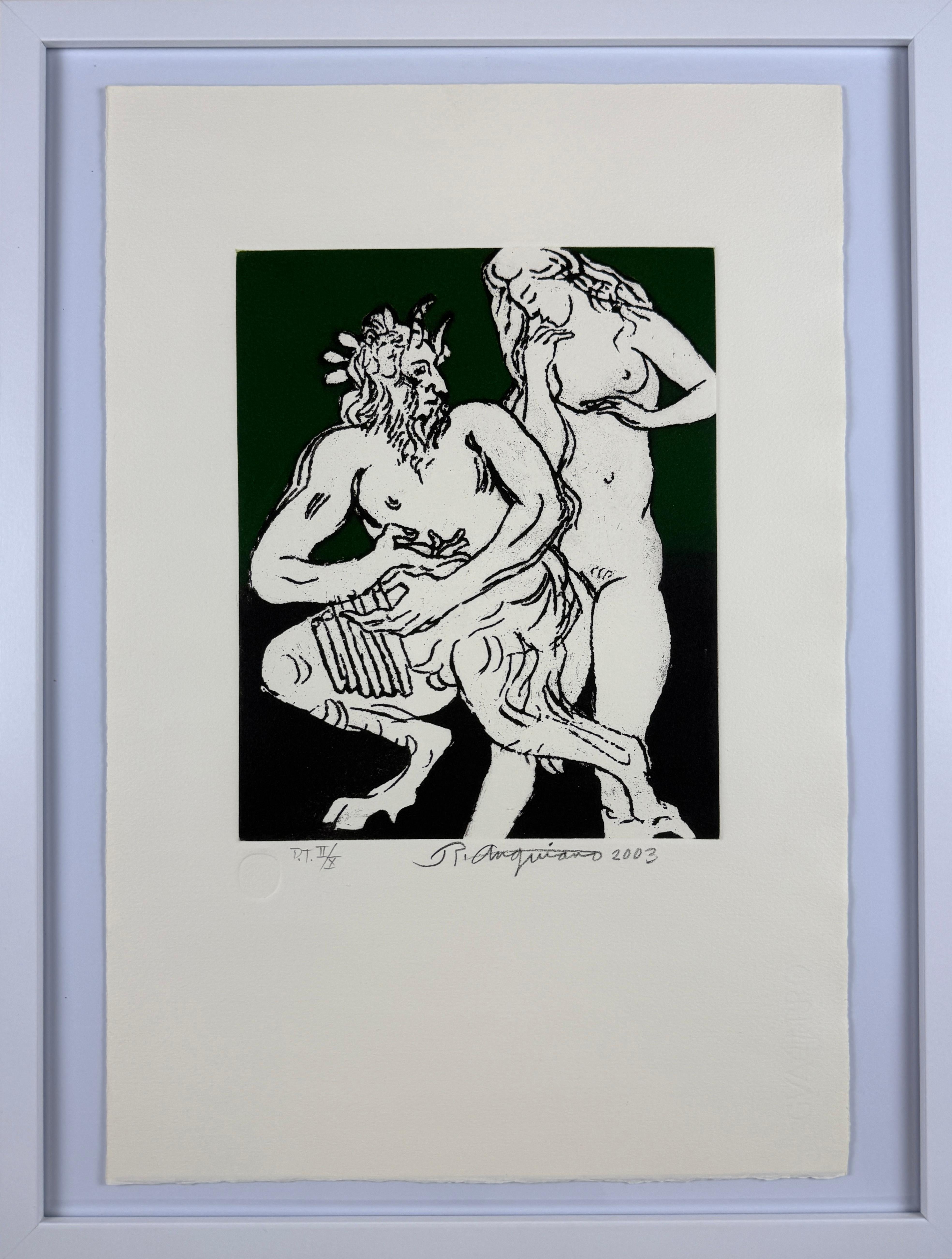 Grabado al aguatinta original mexicano firmado en edición limitada 22x14,8 pulg. - Print de Raul Anguiano