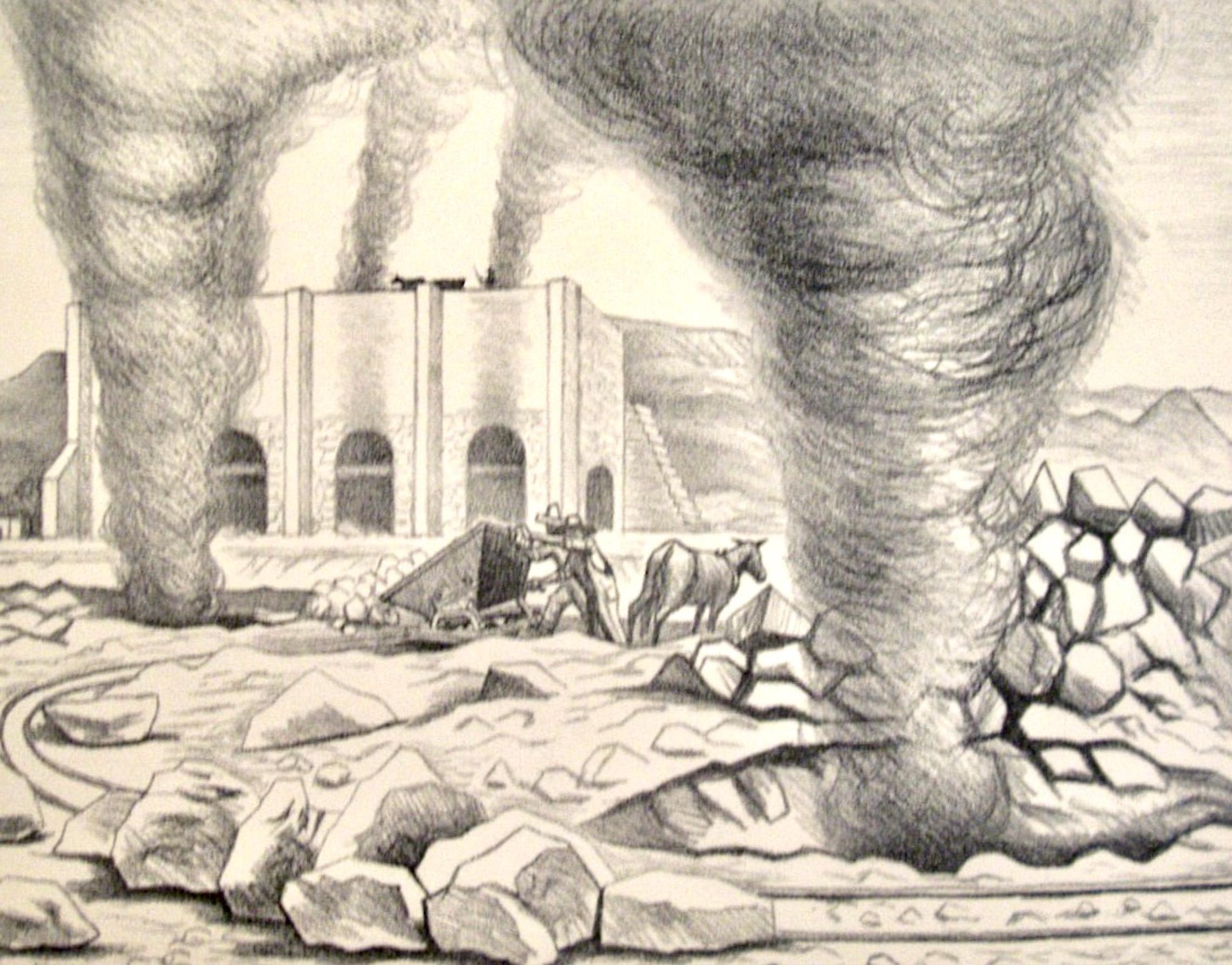 Raul Anguiano (1915-2006) was an artist associated with the second wave of Mexican Muralists. 

This lithograph, Lime Kilns, was published in the Mexican Peoples Portfolio in 1947. Most of the subjects of that project were labor-related. Lime Kilns