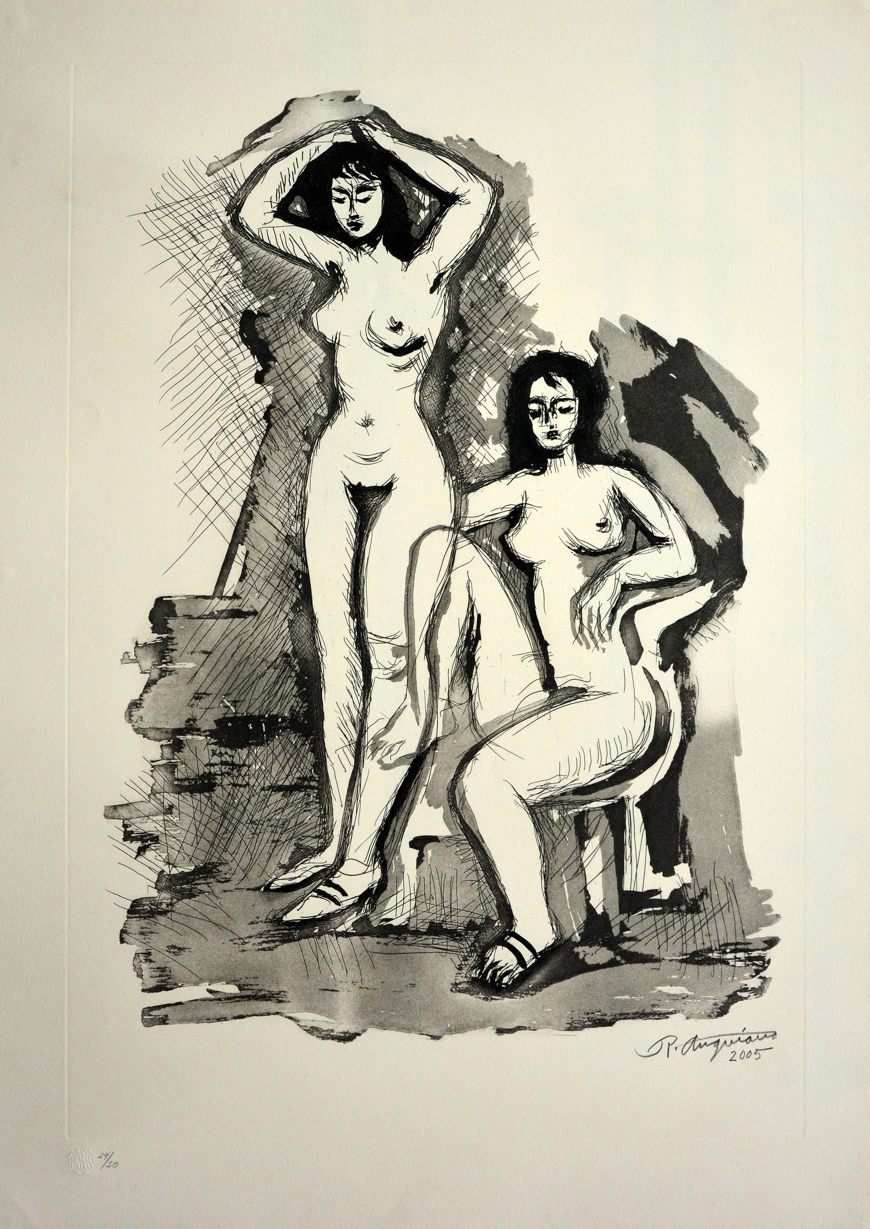 Raul Anguiano Figurative Print – Mexikanischer signierter Original-Kunstdruck Sugarlift 35x23 in limitierter Auflage.