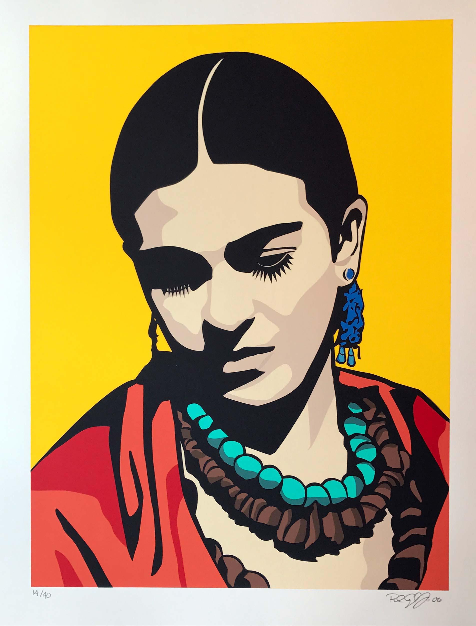 Raul Caracoza Portrait Print - Young Frida (yellow)