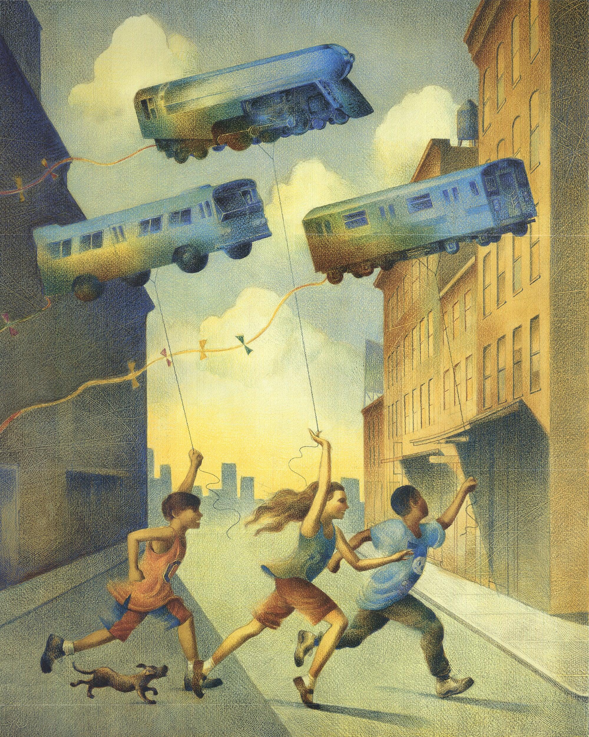 Highflyers - Beige Landscape Print by Raul Colon