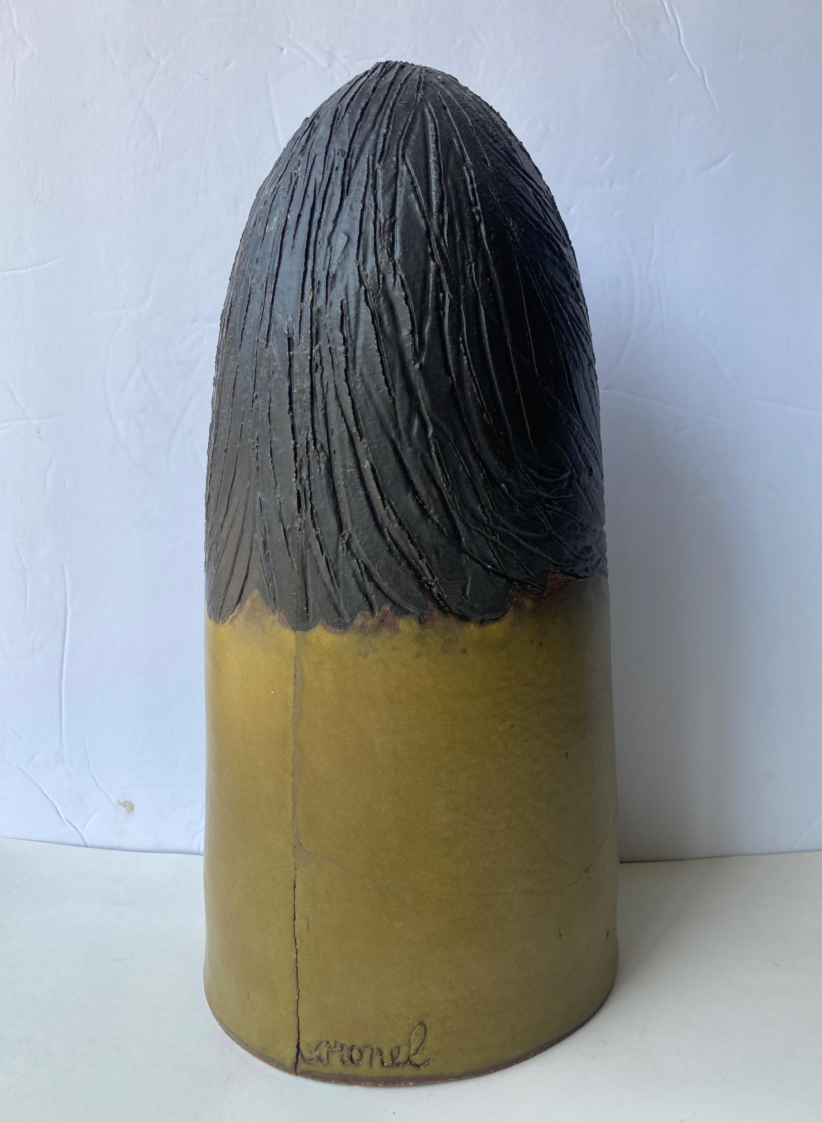 Américain Raul Coronel, rare, poterie/sculpture en céramique, bouchon de porte/ornement de jardin en vente
