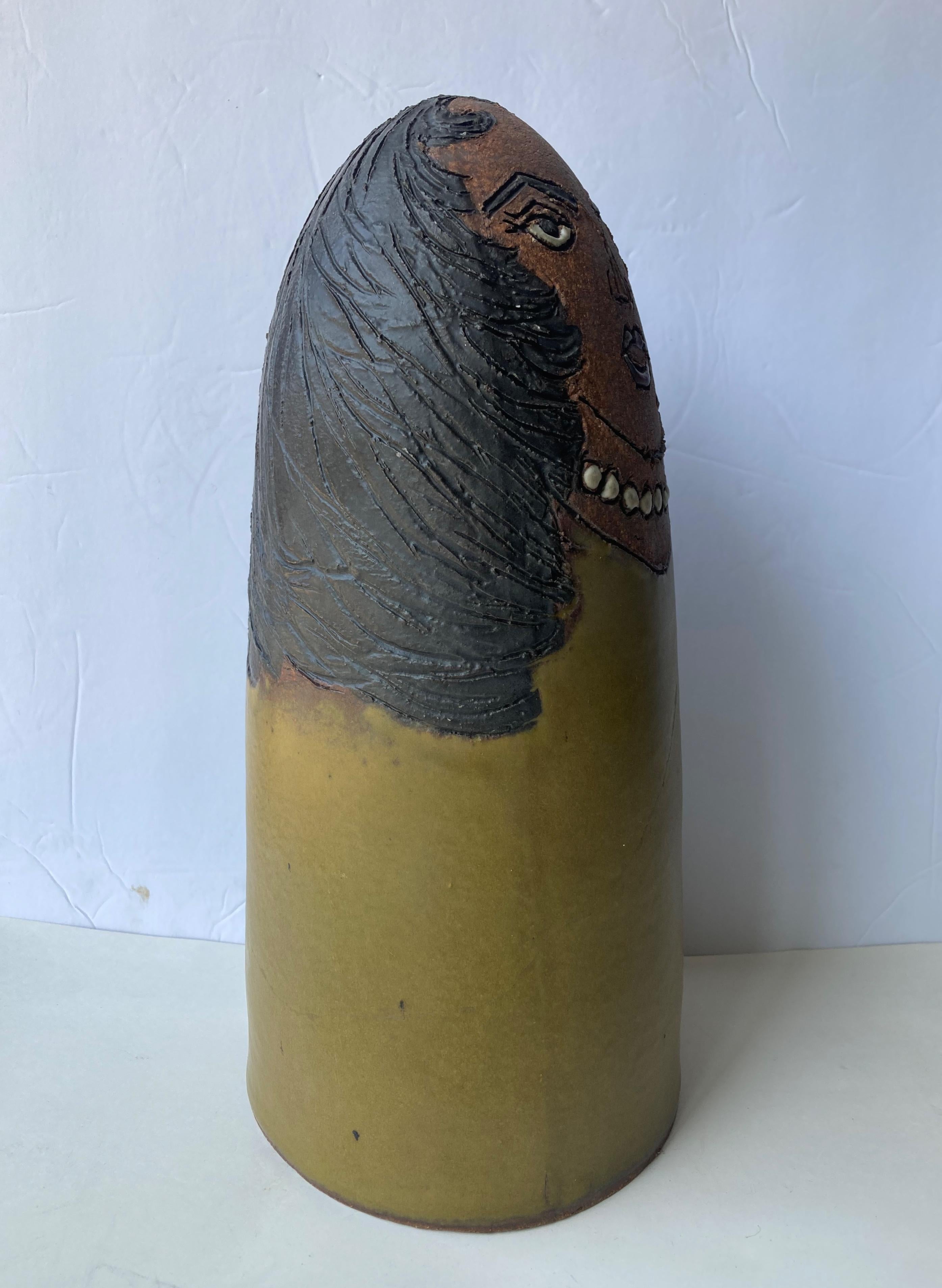 Hand-Crafted Raul Coronel, Rare, Pottery/Ceramic Sculpture/Door Stopper/Garden Ornament For Sale