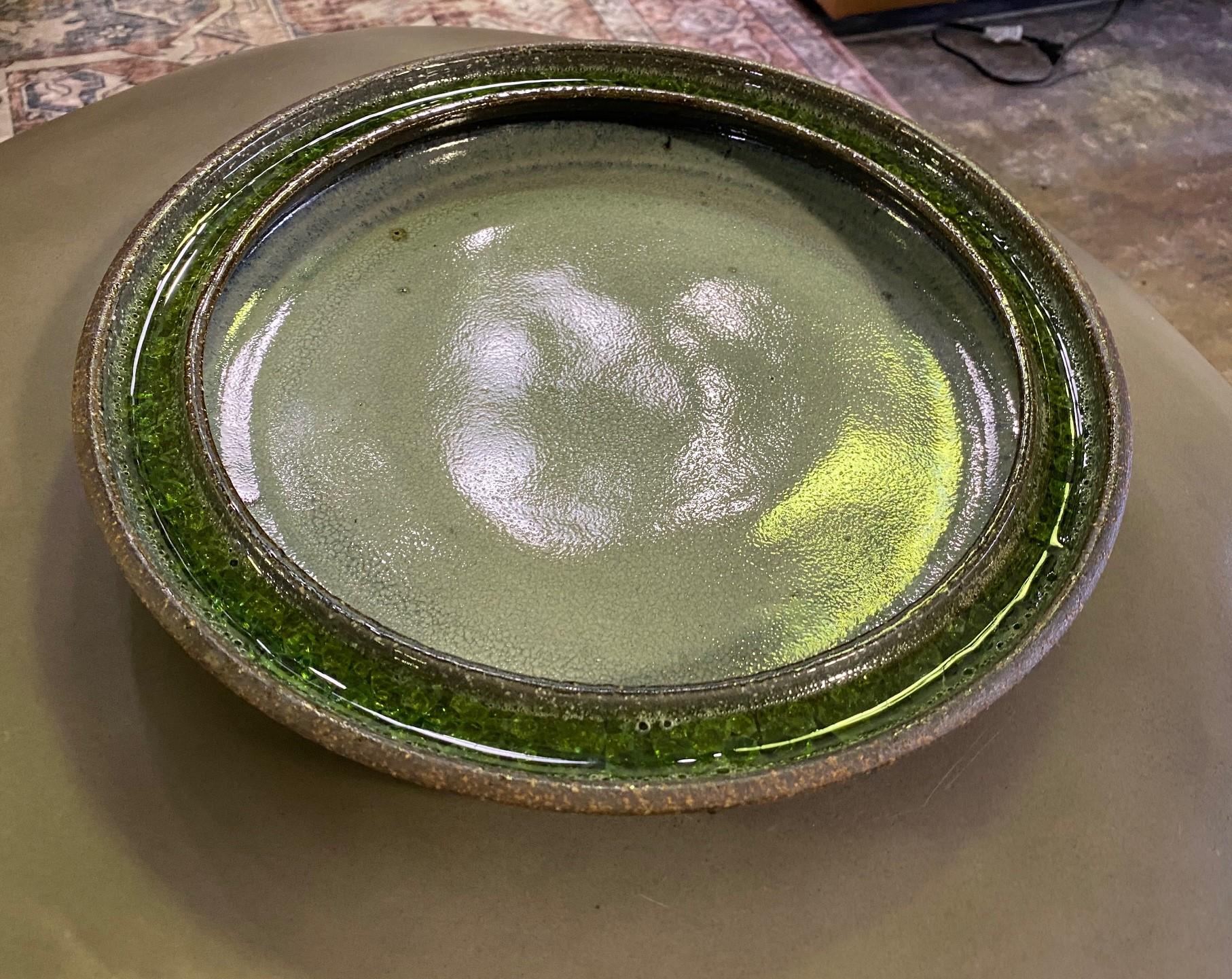 Earthenware Raul Coronel Signed Mid-Century Modern Large Heavy Ceramic Pottery Bowl, 1960s For Sale