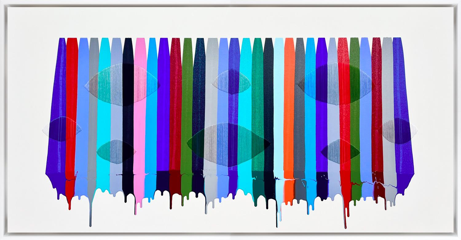 Raul de la Torre Abstract Painting – "Fils I Colors DCLIX" Zeitgenössische gestickte Mischtechnik auf Leinwand mit Rahmen