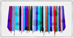 "Fils I Colors DCLIX" Zeitgenössische gestickte Mischtechnik auf Leinwand mit Rahmen