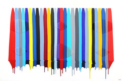 Fils I Farben DCLVIII - Abstraktes modernes Gemälde in Mischtechnik mit Stickerei, Abstrakte Moderne