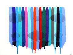 Fils I Colors DCXXXV - Peinture contemporaine abstraite linéaire en techniques mixtes