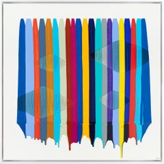 "Fils I Colors DLXXXVIII" Mixed Media Abstract with Paint Drips 
Embroidery