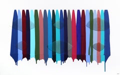 Fils I Colors DXC - Colorful Mixed Media Abstract Blue Artwork on Canvas