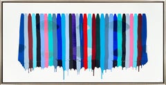 ""Fils I Colors DXCIII" Mehrfarbiges abstraktes Gemälde mit Stickereidetails