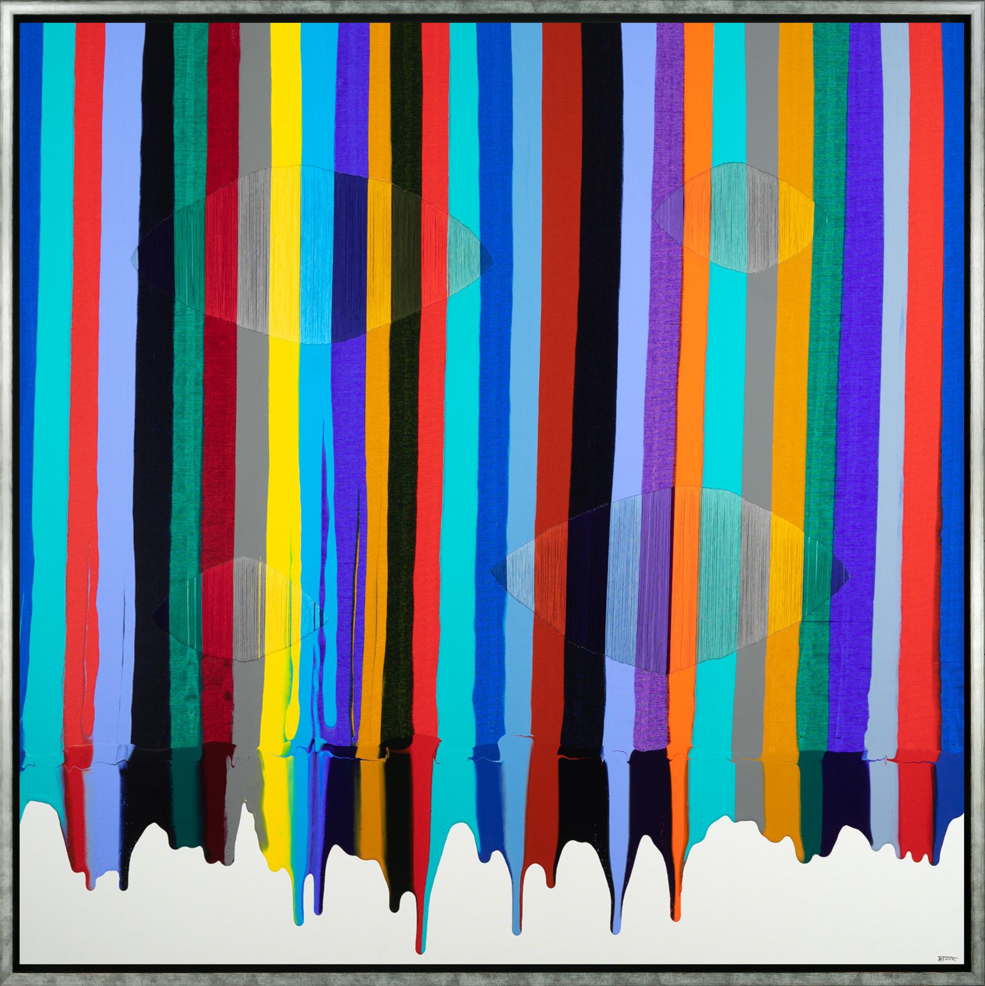 Raul de la Torre Abstract Painting – „Fils: The Waves Whisper Secrets“ Abstraktes Gemälde in Mischtechnik auf Leinwand