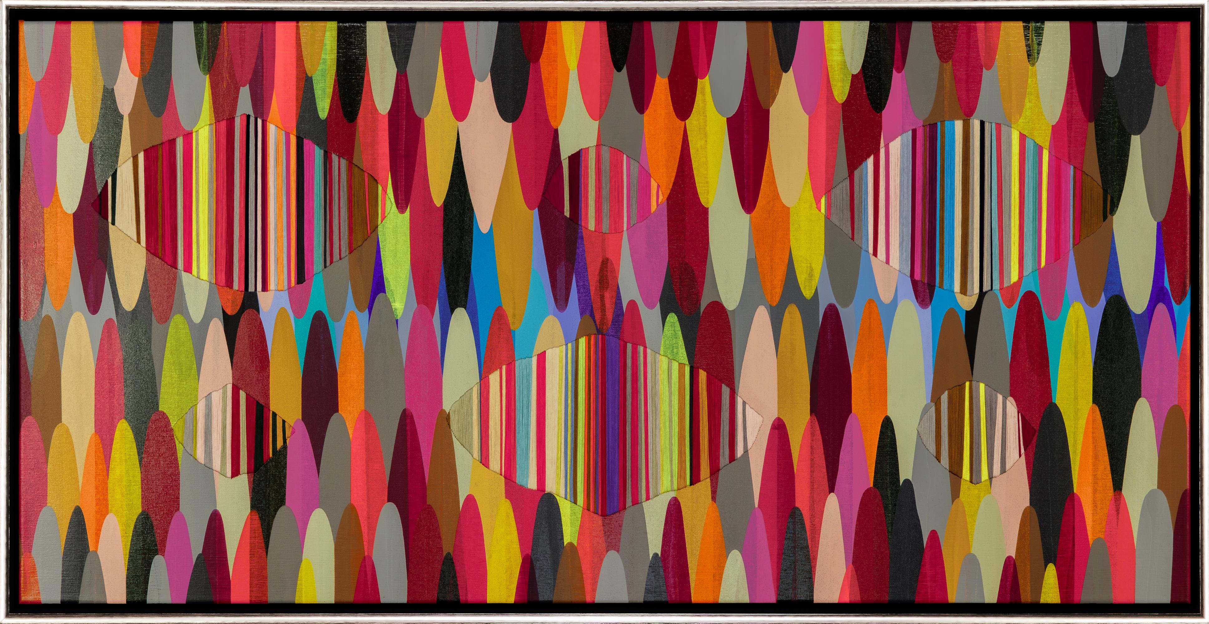 "Poemes CXXVIII" Ricamo astratto contemporaneo in tecnica mista su tela - Mixed Media Art di Raul de la Torre