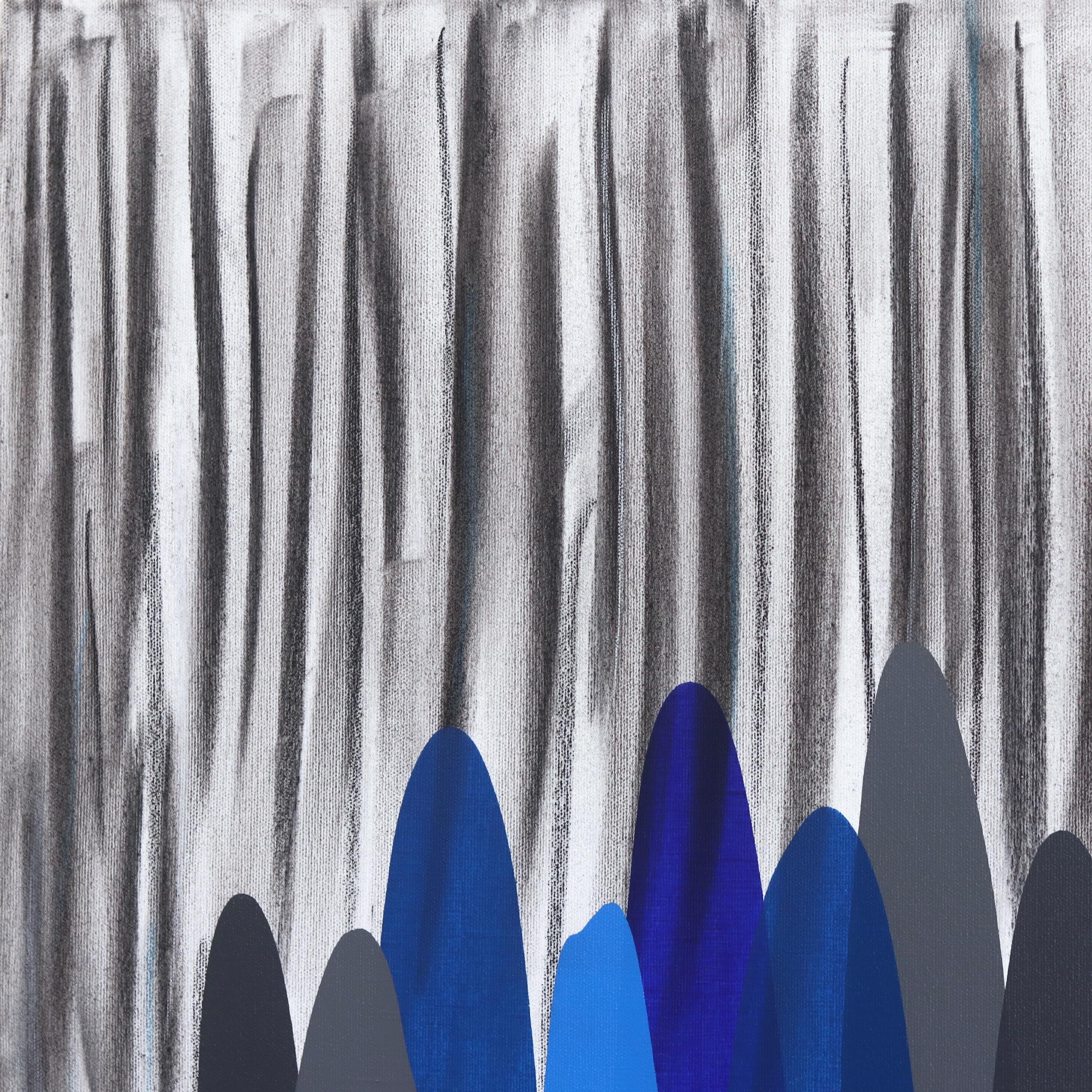 Gedichte LXXXV - Blaue und graue zeitgenössische abstrakte Gemälde in Mischtechnik (Zeitgenössisch), Painting, von Raul de la Torre