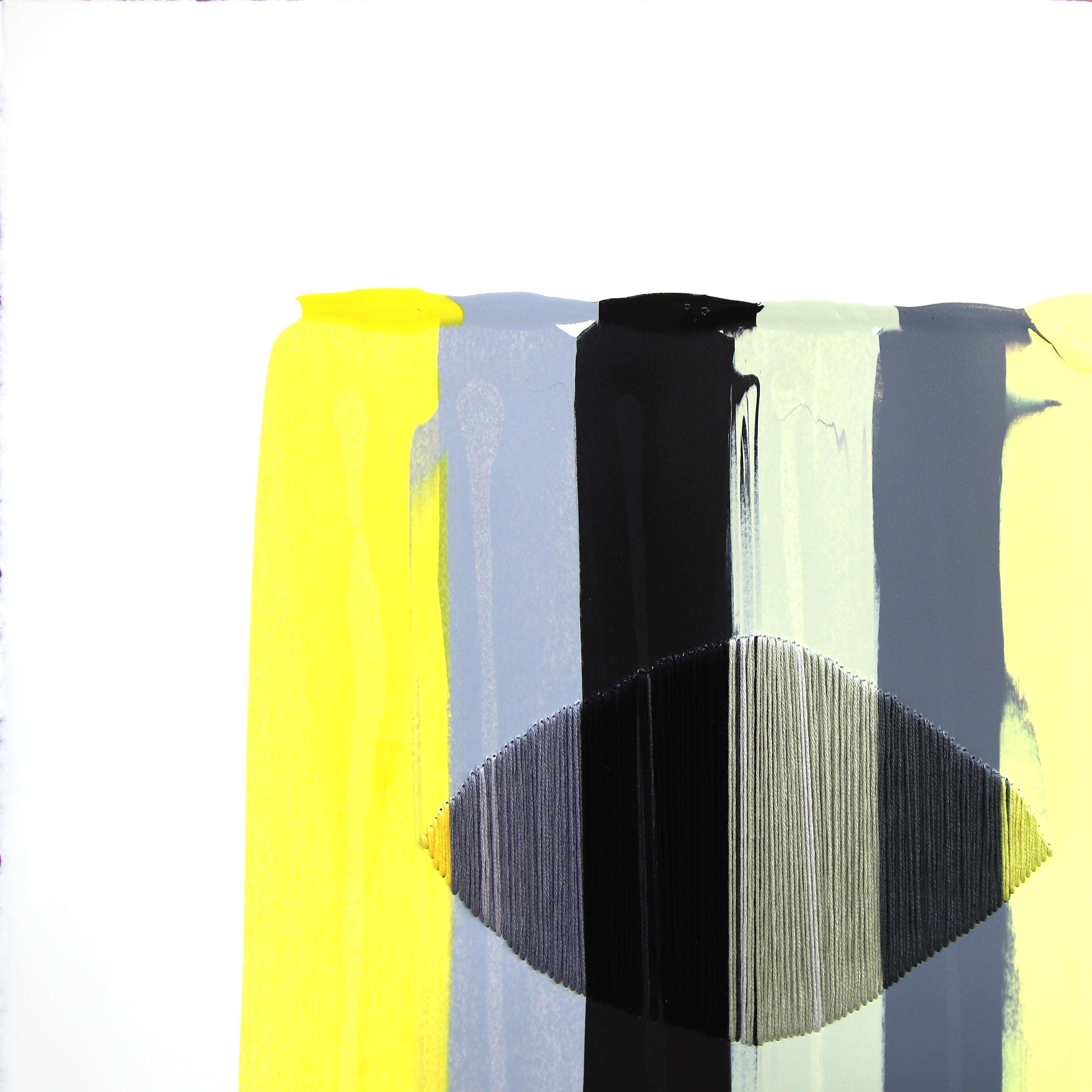 Fils I Colors DCLXII - Abstrakte zeitgenössische gestickte Textilkunst auf Papier – Painting von Raul de la Torre