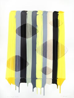 Fils I Colors DCLXII - Abstrakte zeitgenössische gestickte Textilkunst auf Papier