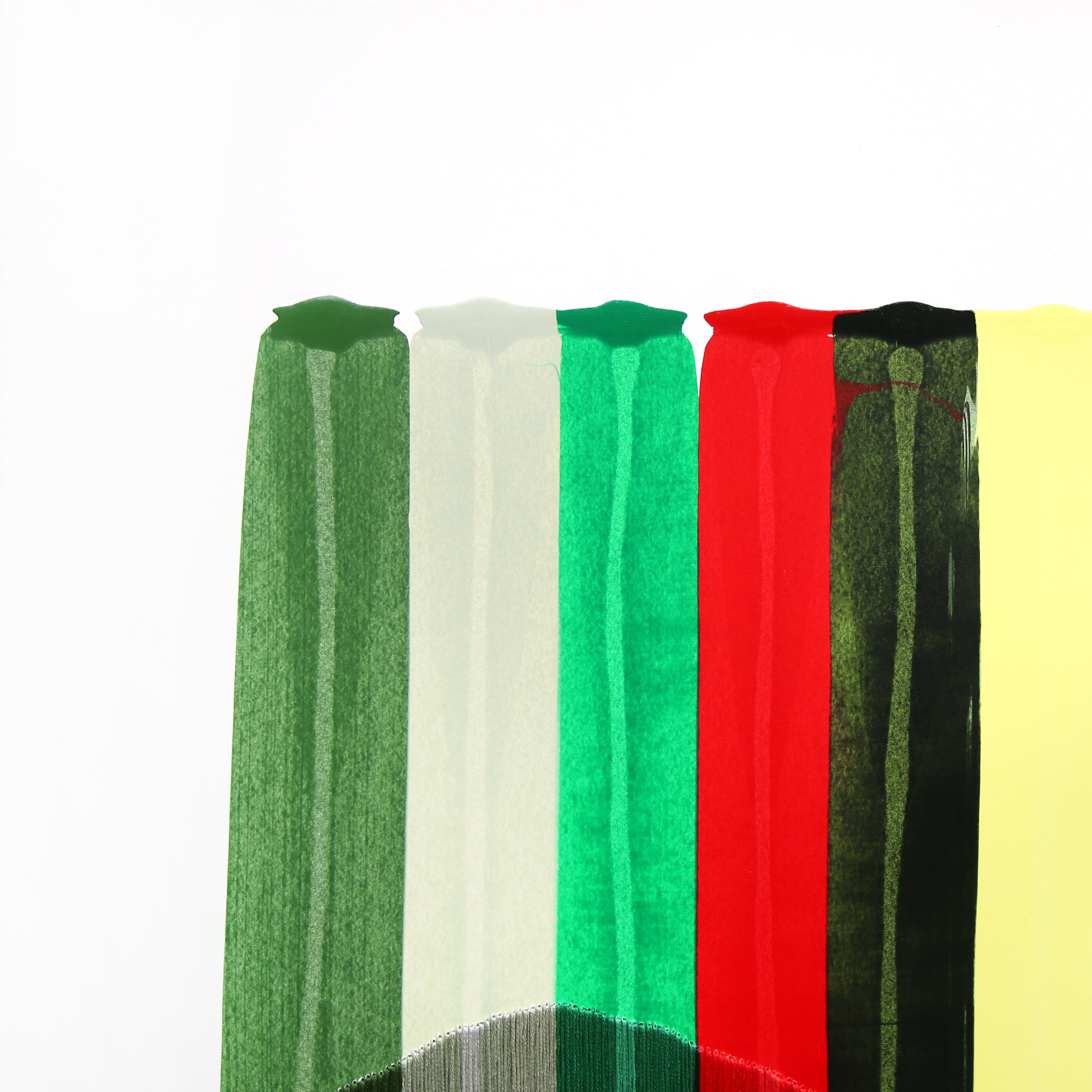 Fils I Colors DCLXIV - Arte tessile contemporanea astratta e vivace su carta - Painting Astratto di Raul de la Torre