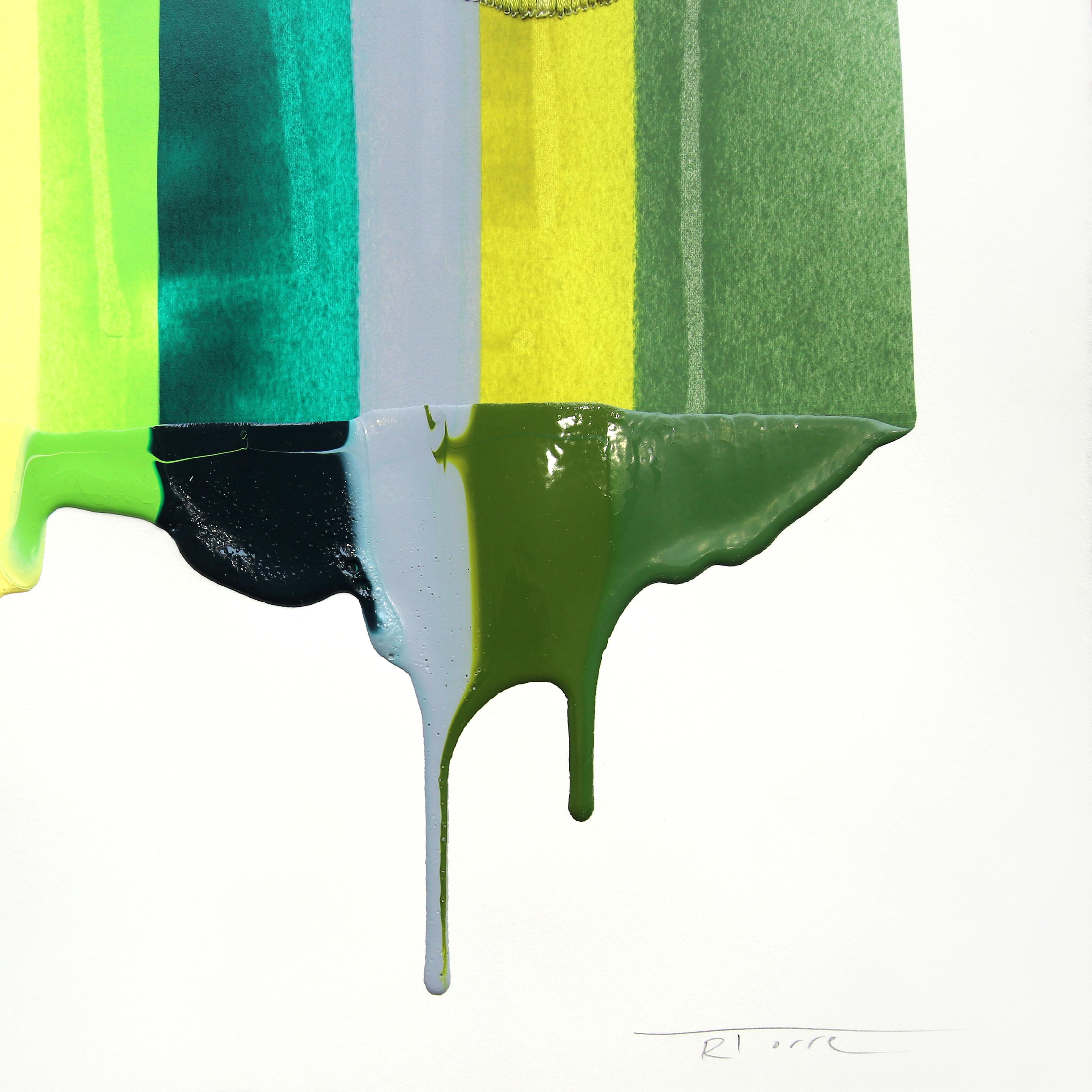 Fils I Colors DCLXIV - Arte tessile contemporanea astratta e vivace su carta in vendita 1