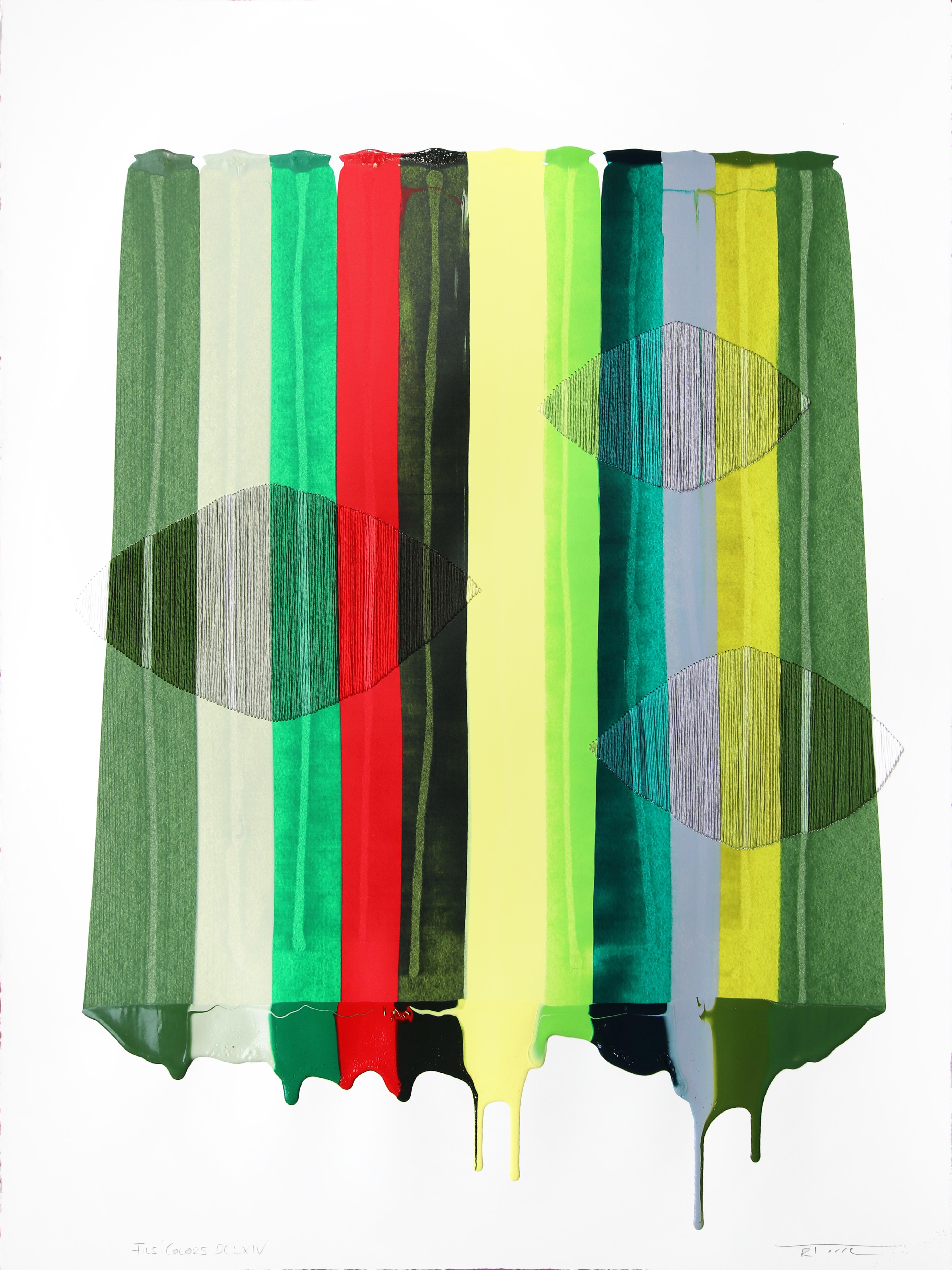 Abstract Painting di Raul de la Torre - Fils I Colors DCLXIV - Arte tessile contemporanea astratta e vivace su carta