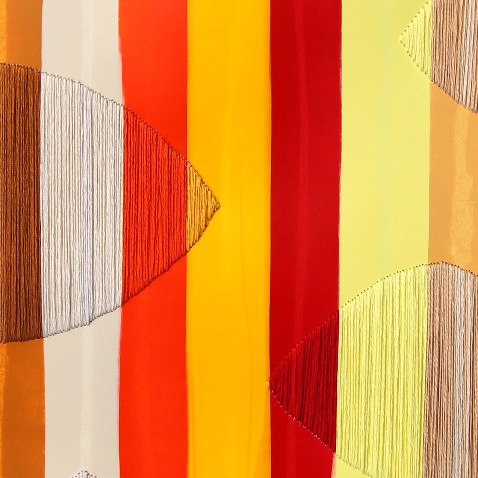Fils I Colors DCLXXIII - Arte tessile contemporanea astratta, calda e vivace su carta in vendita 1