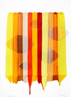 Fils I Colors DCLXXIII - Arte textil contemporáneo abstracto vívido y cálido sobre papel