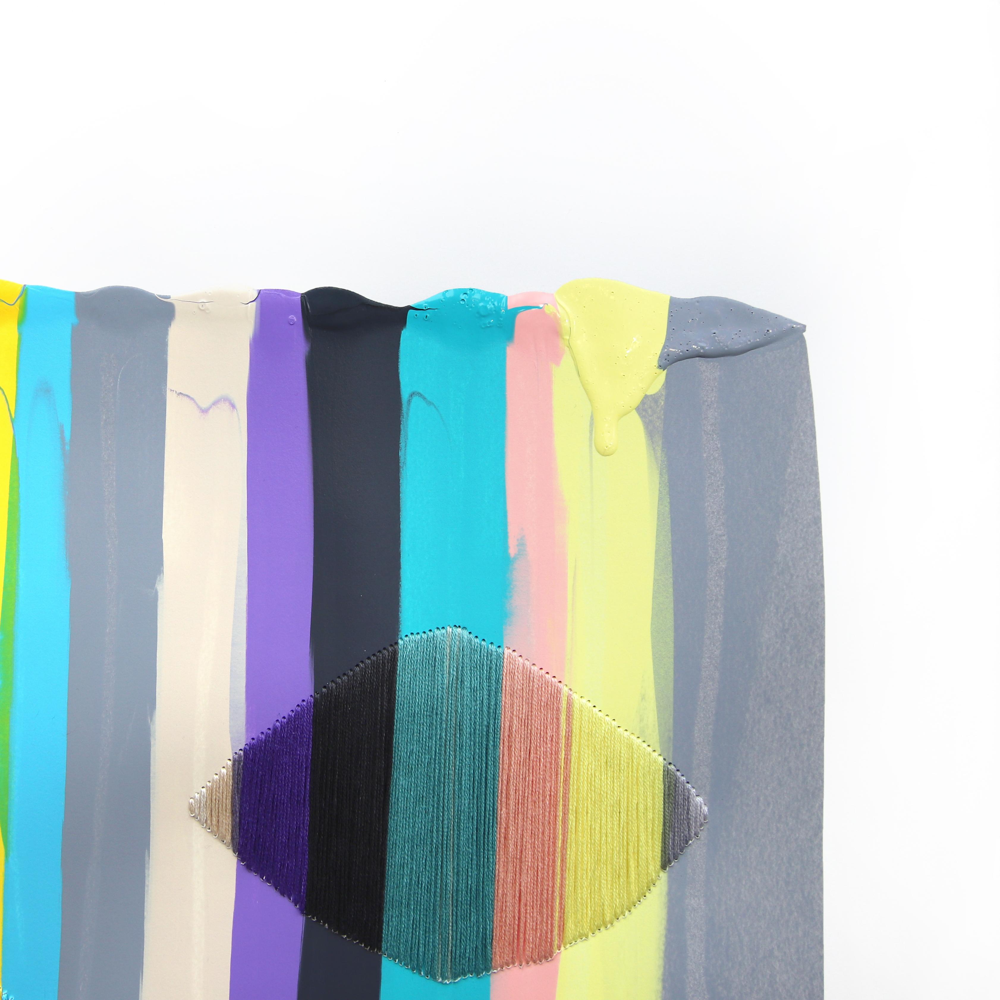 Barcelona native artist Raul de la Torre's vibrant abstract mixed media artworks pay homage to textiles. De La Torre allows the materials to take over during the process and collaborates with the unexpected to create works that speak to the natures