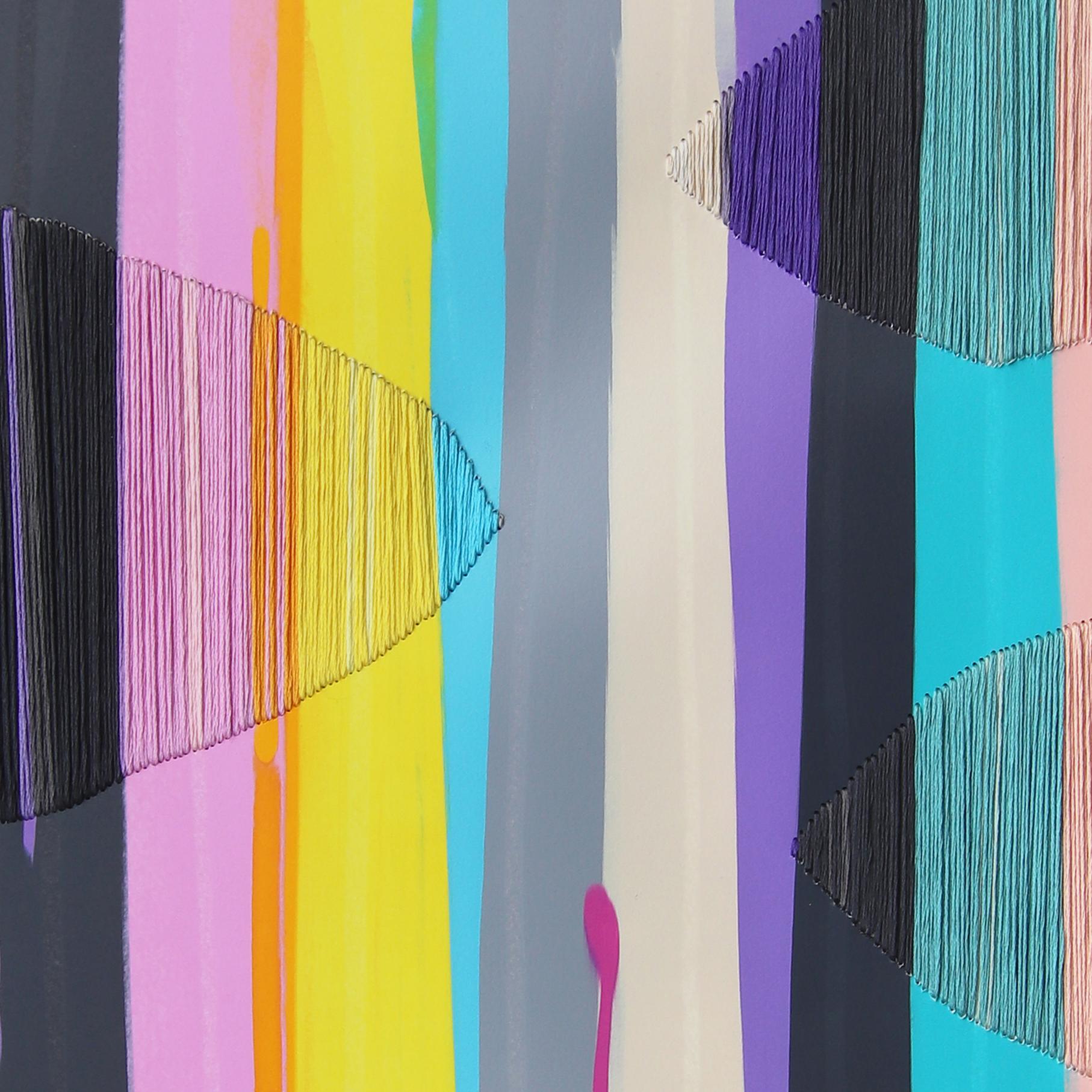 Fils I Colors DCLXXX - Muted Color Abstract Contemporary Textile Art on Paper For Sale 1