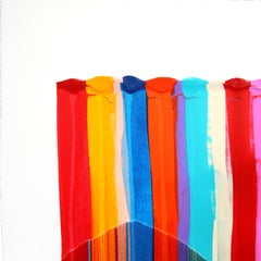 Fils I Colors DCLXXXI - Abstrakte zeitgenössische farbenfrohe Textilkunst auf Papier