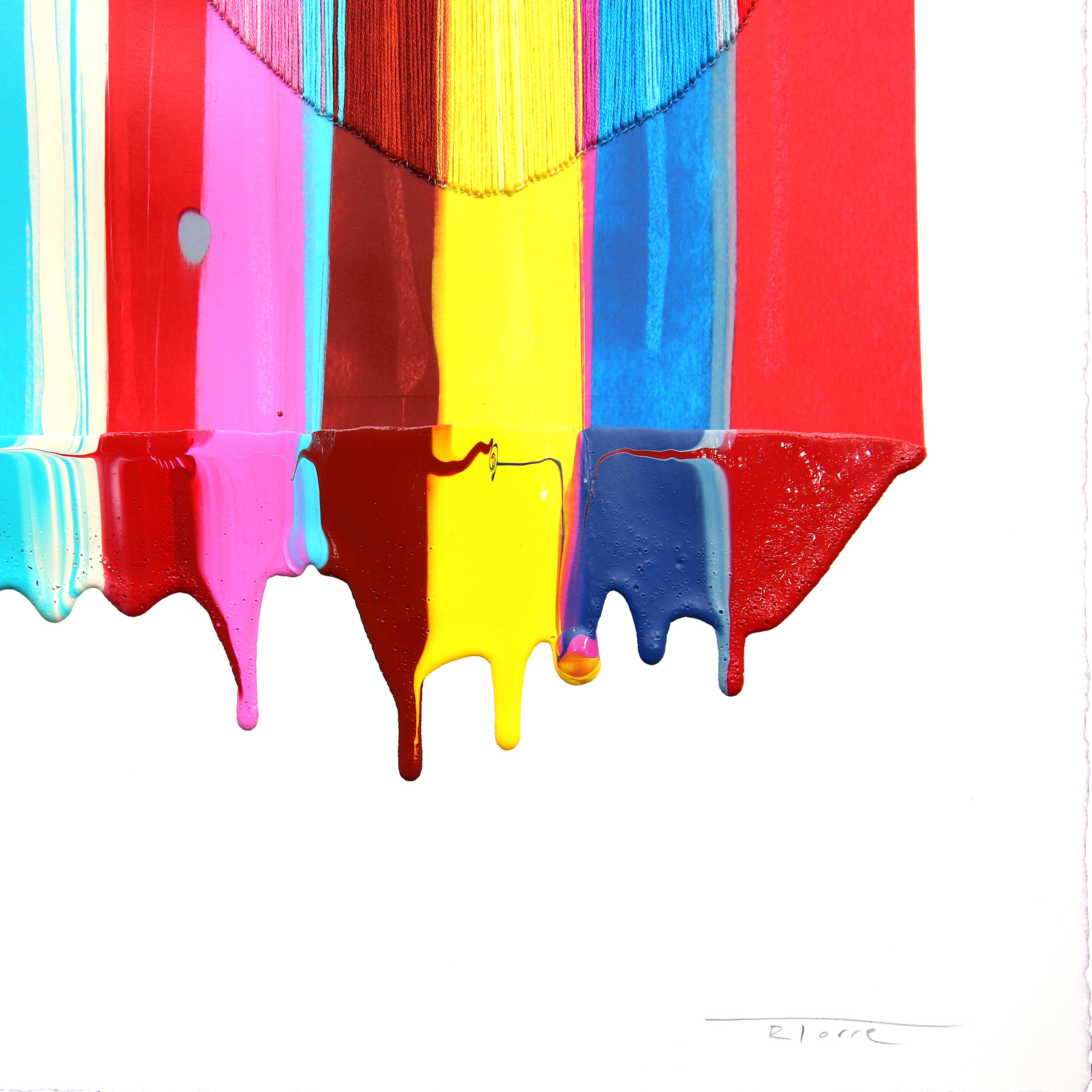 Fils I Colors DCLXXXI - Abstract Contemporary Colorful Textile Art on Paper For Sale 1