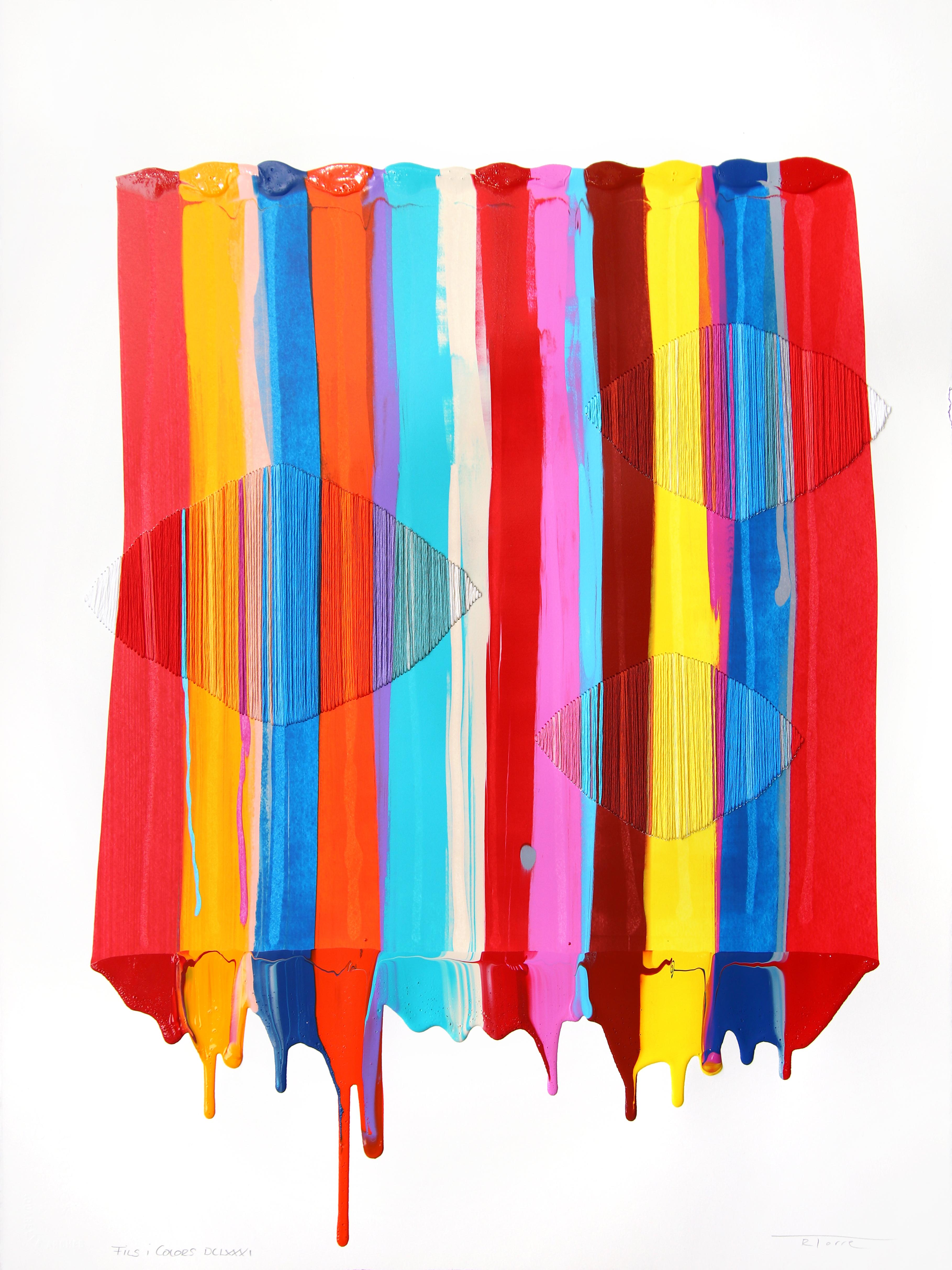 Fils I Colors DCLXXXI - Abstract Contemporary Colorful Textile Art on Paper