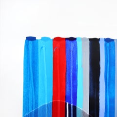 Fils I Colors DCLXXXII - Cool Tone Abstrakte zeitgenössische Textilkunst auf Papier