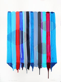 Fils I Colors DCLXXXII - Cool Tone Abstract Contemporary Textile Art on Paper