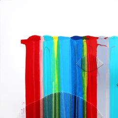 Fils I Colors DCXCI - Bunte abstrakte zeitgenössische Textilkunst auf Papier