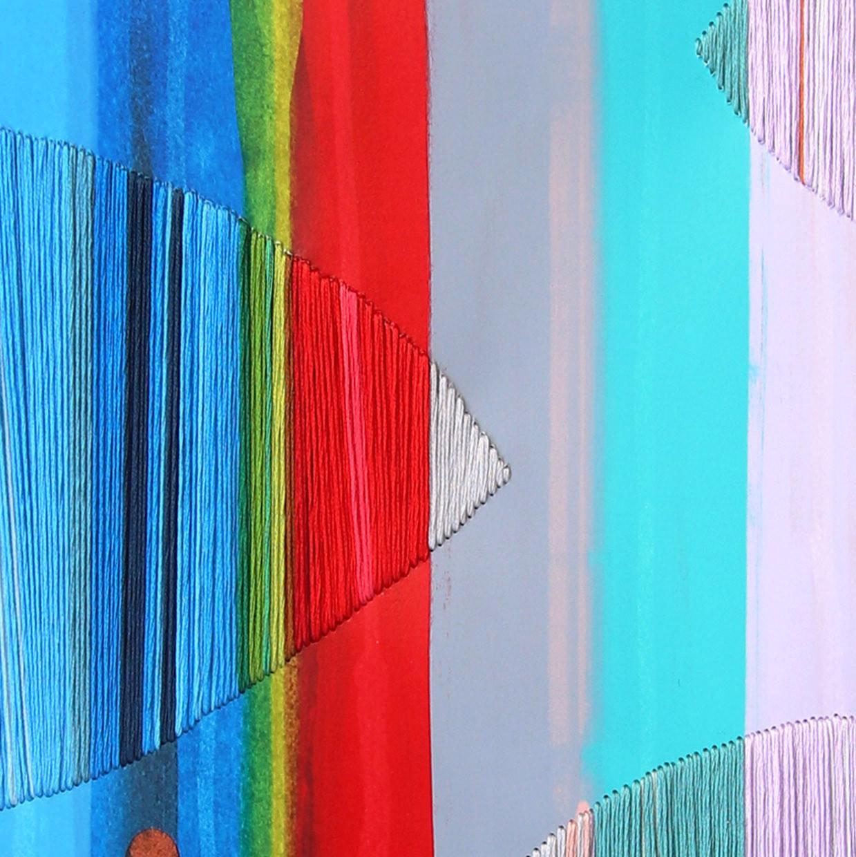Fils I Colors DCXCI - Bunte abstrakte zeitgenössische Textilkunst auf Papier im Angebot 2