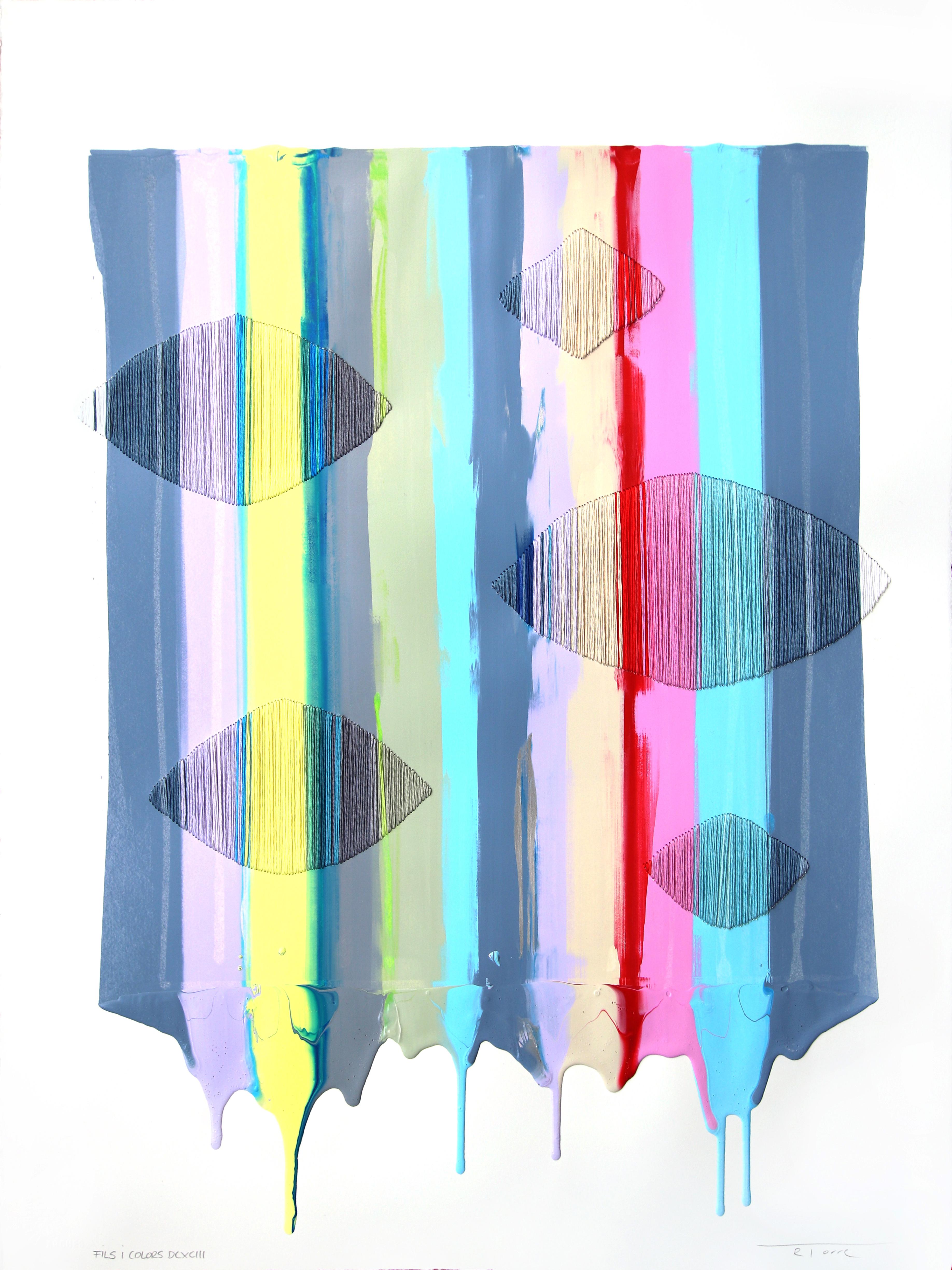 Fils I Colors DCXCIII - Arte contemporanea astratta a colori tenui su carta