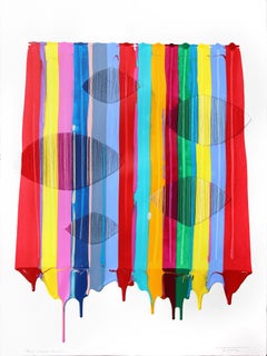 Fils I Colors DCXCVI - Vivido arcobaleno astratto Arte tessile contemporanea su carta