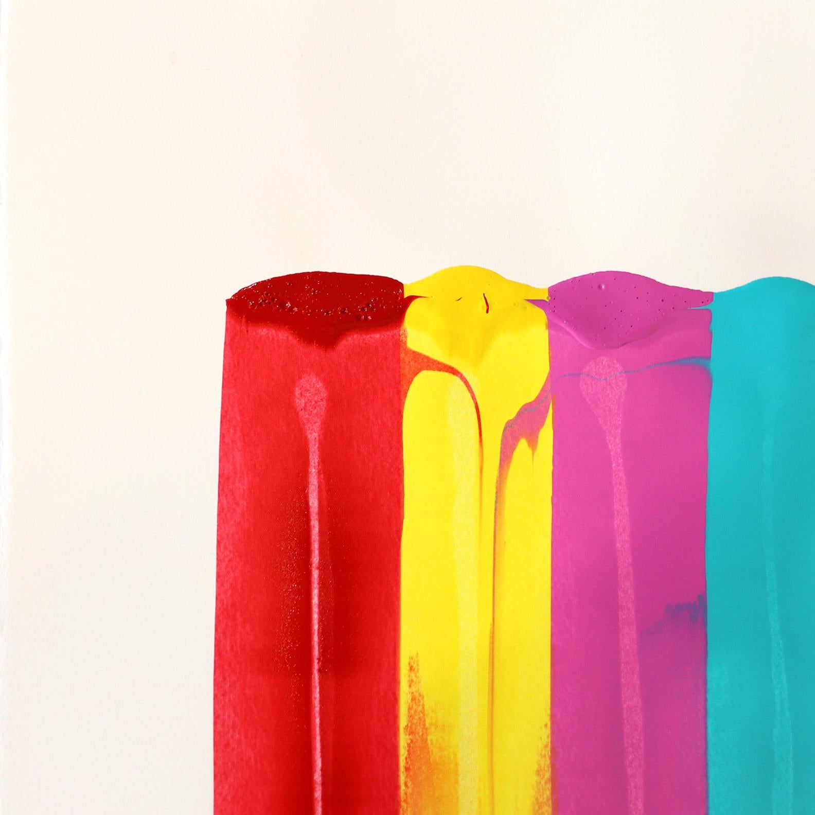 Fils I Colors DCXX - Colorful Abstract Contemporary Art on Paper - Painting by Raul de la Torre