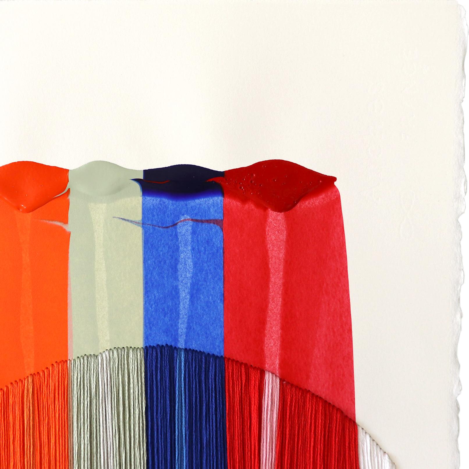 Fils I Colors DCXX - Colorful Abstract Contemporary Art on Paper - Orange Abstract Painting by Raul de la Torre