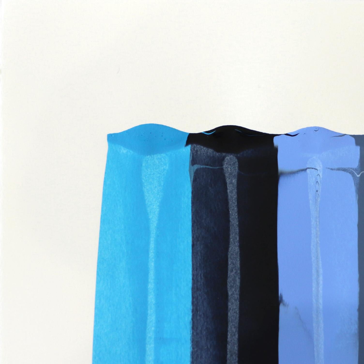Fils I Colors DCXXIII - Blu Astratto Arte contemporanea su carta - Painting di Raul de la Torre