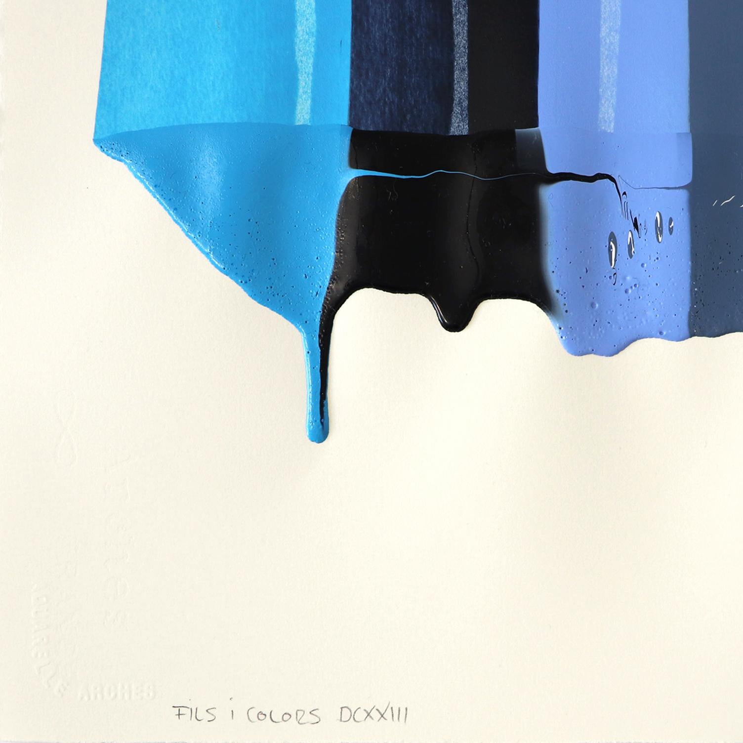 Fils I Colors DCXXIII - Blu Astratto Arte contemporanea su carta in vendita 1