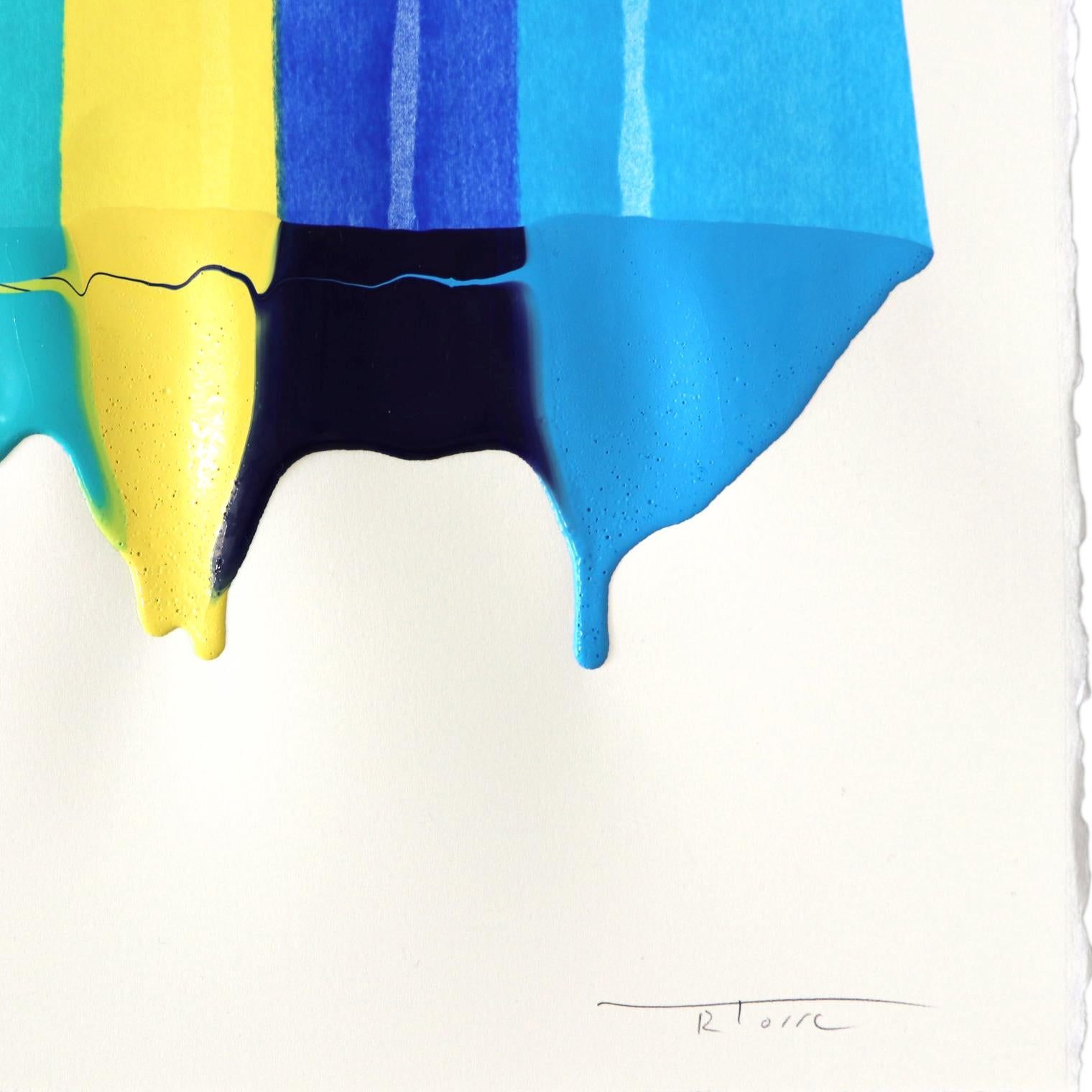 Fils I Colors DCXXIII - Blu Astratto Arte contemporanea su carta in vendita 2