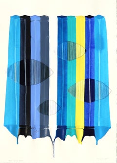 Fils I Colors DCXXIII - Blue Abstract Contemporary Art on Paper
