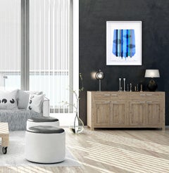 Fils I Colors DLIII - Framed Blue Contemporary Abstract Mixed Media Painting