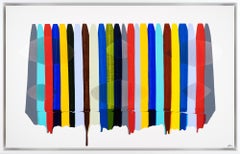 "Fils I Colors DXLIII" Peinture abstraite multicolore avec détails brodés