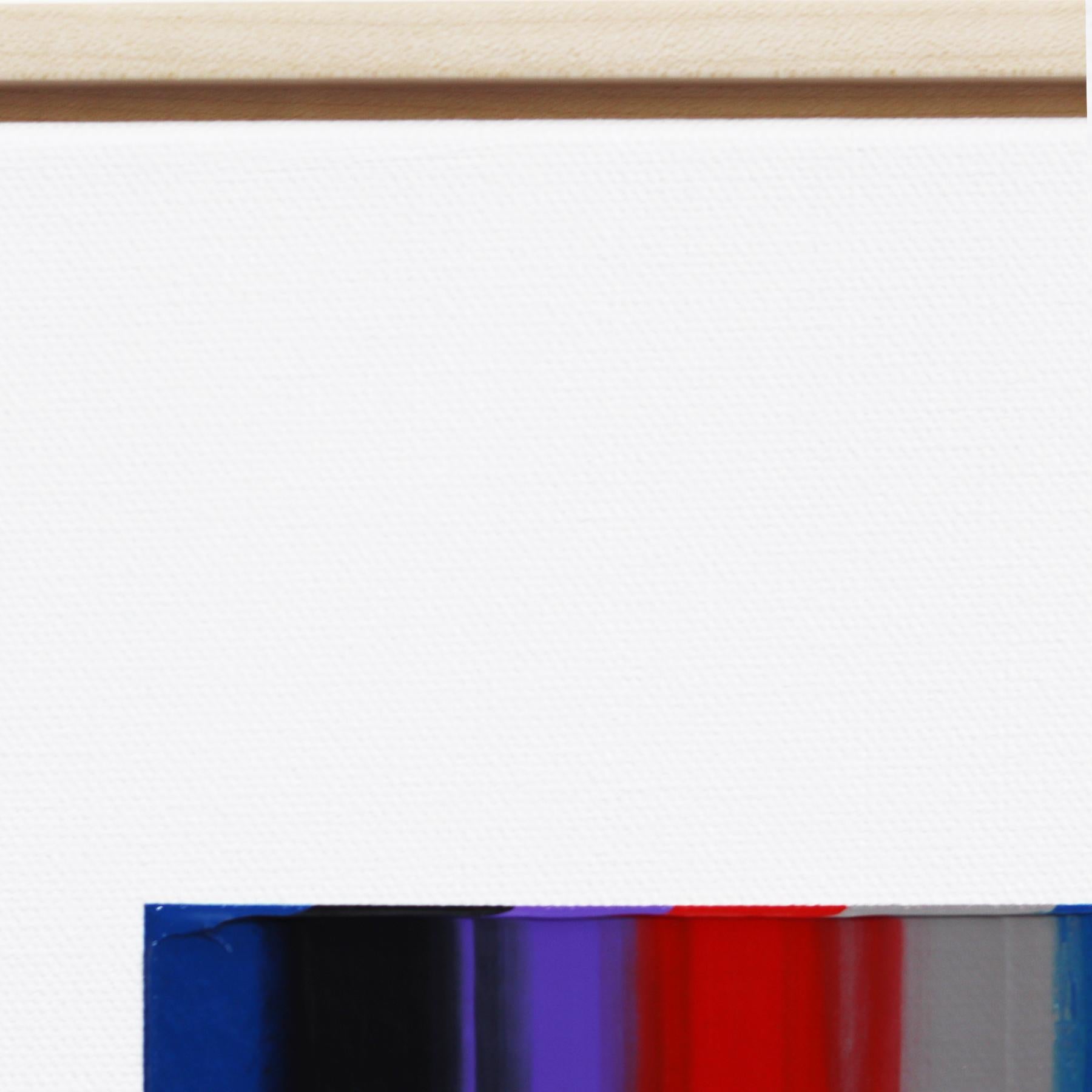 I Hear Poems About Persecution & Forgiveness - Framed Colorful Abstract Art - Gray Abstract Painting by Raul de la Torre